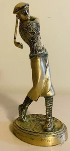 Vintage Golfer Bronze Sculpture  Golf Club Sport Statue 9" - Picture 1 of 6