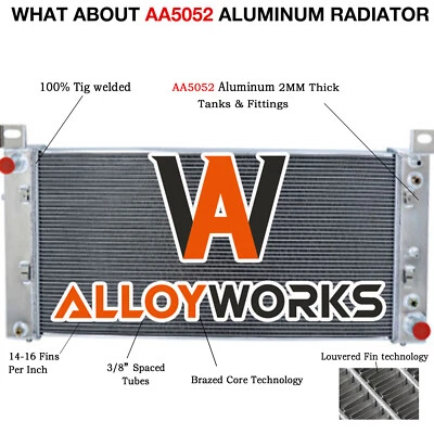 4-Rows Aluminum Radiator Fit GMC Chevy Silverado Suburban Tahoe Yukon 2500 1500 - Image 1 of 4