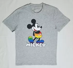 Disney Mickey Mouse T Shirt MEDIUM Gray - Rainbow Pride - NEW - Picture 1 of 5
