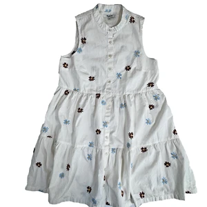 Madewell White Dress Embroidered Daisies Women's S Banded Collar Sleeveless - Picture 1 of 10