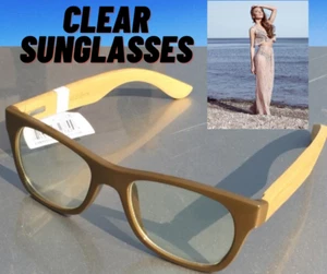 Bamboo OLIVE Green Wood Sunglasses Women Eyewear Carpentier Clear Lens SILVANO - Picture 1 of 9