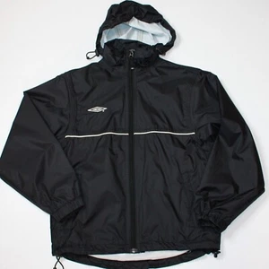 Umbro Unisex Boy's Girl's Black Windbreaker Sport Jacket with Hood size Youth M - Picture 1 of 3