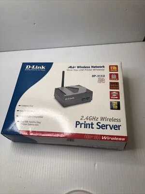 D-Link DP-311U USB Wireless Print Server Ethernet 10/100mb 11 Mbs Brand New - Image 1 of 4