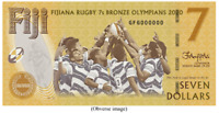 FIJI $ 7 DOLLAR 2022 BANKNOTE TOKYO 2020 OLYMPICS GOLD MEDAL RUGBY 7'S UNC