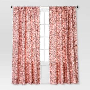 Schwellenkoralle Paisley Blumenmuster 2 Fensterpaneele (ein Paar) 84"L - Neu - Bild 1 von 2