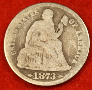 1873-P Moneta Argento 90% Seduta Liberty Dime SD18 - Foto 1 di 2