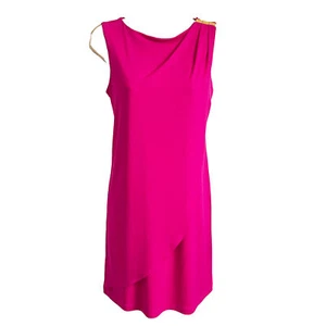 NWT Donna Ricco New York Fuchsia Pink Barbie Mini Sheath Dress Sz 2 Stretchy - Picture 1 of 8