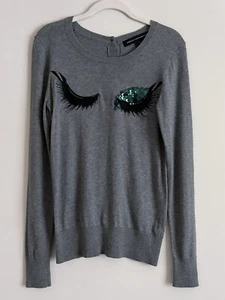 French Connection Sweater Eye Lashes With Sequins Size XS - Picture 1 of 13