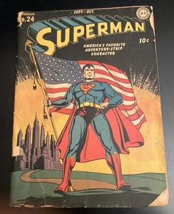 SUPERMAN #24 (1943) * Iconic Early Supes!/Flag Cover!* Affordable Copy! - Picture 1 of 22