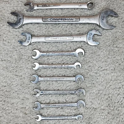 Vintage Made In USA Craftsman Open End Wrench 8pc Lot  - Image 1 of 4