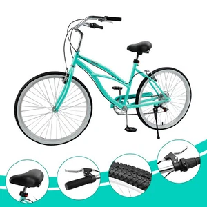 26 Inches 7 Speed Women's Bicycle Girl's Urban Lady Beach Cruiser Bike Green - Picture 1 of 17
