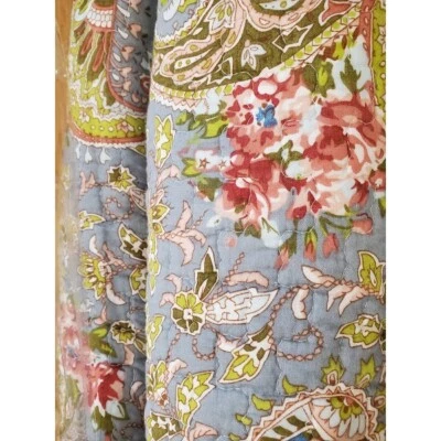 NEW! ~ COZY CHIC COTTAGE COUNTRY BLUE GREY GREEN RED PINK ROSE LEAF QUILT SET - Image 1 of 3