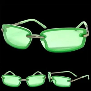 Classy Elegant Contemporary Modern SUNGLASSES Pastel Green Frame Light Tint Lens - Picture 1 of 6