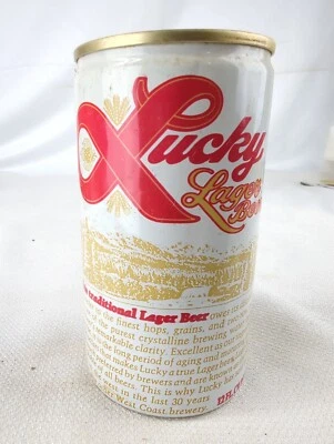 Lucky Lager Beer General Brewing Co. San Francisco CA Alluminum Pull Tab Can - Image 1 of 4