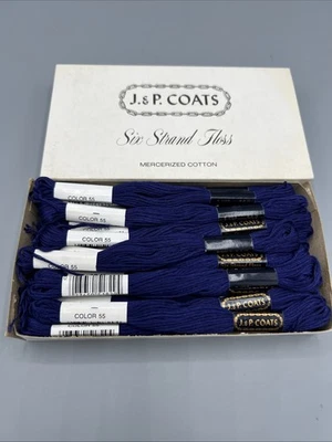 J&P Coats Deluxe 6-Strand Cotton Embroidery Floss Box of 23 Navy Blue #55 Unused - Image 1 of 4