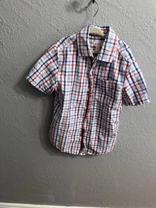Cat & Jack Boys Short Sleeve Button Down Shirt Red White Blue Size M(8/10) - Picture 1 of 7