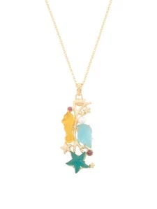 TAGLIAMONTE Venetian Art Glass Sea Life Pearl Starfish Seahorse Pendant Necklace - Picture 1 of 2