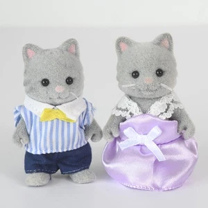 Sylvanian Simpkins Gato Hermano Hermana Figura Fiesta de Cumpleaños Gris Calico Critters - Imagen 1 de 4