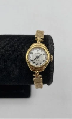 Reloj Pulsera Helbros Mujer Vintage Tono Dorado Acero Inoxidable Trasero Mecánico Cuarzo Foto 1 de 4