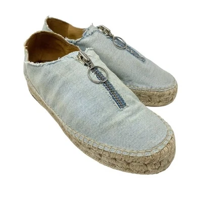 Alexander Wang Light Blue Denim Espadrille Casual Shoes Women's Sz 37 Front Zip - Image 1 of 4