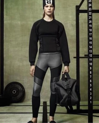 Alexander Wang H&M Reflective Pants Runway Yoga Leggings Black Grey Plaid Size12 - Image 1 of 4