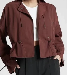 Athleta Acadia Jacket Women’s XS Cognac Brown Wine Snap Active Rain - Picture 1 of 9