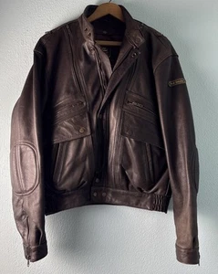 Hein Gericke Heavy Leather Jacket Brown Removable Vest 44 Moto Cafe Racer *READ* - Picture 1 of 19