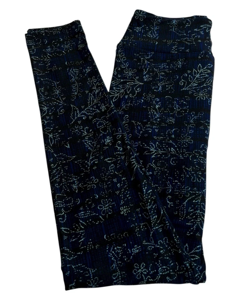 Leggings LuLaRoe OS Talla Única PAISLEY Azul Bandana Flor DOT Hojas Elásticas Foto 1 de 4
