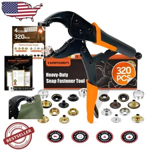 Heavy Duty Snap Tool Kit: Boat Covers, Fabric, Orange Pliers w/ 320 Metal Snaps - Picture 1 of 9
