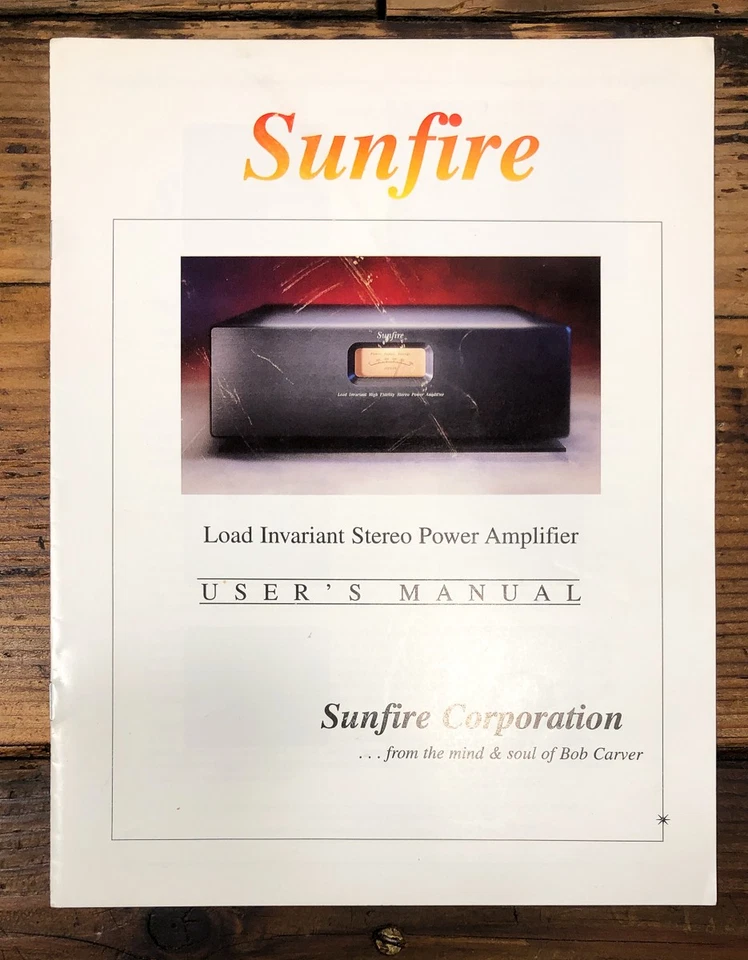 Amplificador Bob Carver Sunfire Load Invariant Propietario/Manual de Usuario *Original* Foto 1 de 1