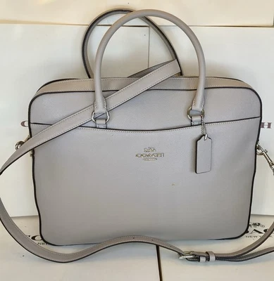 Coach F39022 Laptop Bag In Gray Birch Crossgrain Leather 2/Way Brief - Image 1 of 4