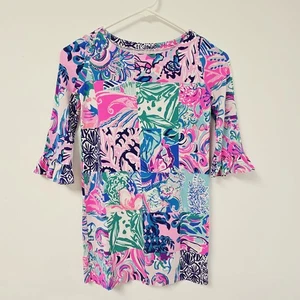 Lilly Pulitzer Size Girls 6-7 Sophie Ruffle Dress Patch to Match Patchwork Party - Picture 1 of 9