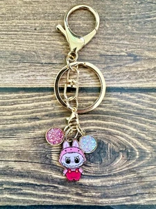Pink Monster Bunny Trend Key Chain Backpack Tag Zipper Pull Enamel Purse Charm - Picture 1 of 1
