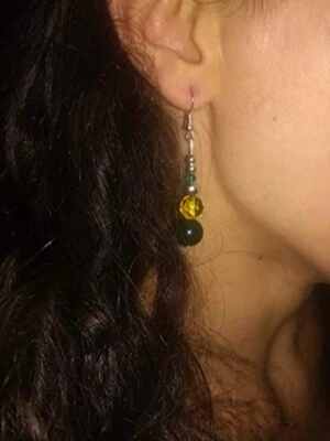 ORECCHINI AMBRA BALTICA, GIADA VERDE E ARGENTO 925, VERA AMBRA BALTICA NATURALE - Immagine 1 di 4