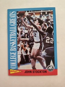 JOHN STOCKTON Gonzaga Univ. 1992 KELLOGG'S College Basketball Greats Card #8/18 - Picture 1 of 2
