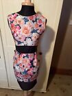 MISS LOOK Multicoloured Floral Scuba Stretch Sleeveless Short Dress Size 12 NEW