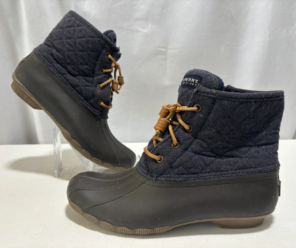 Botas Sperry Pato Agua Salada Talla 8 Acolchadas A Prueba de Agua Lluvia Nieve Invierno Azul Foto 1 de 4