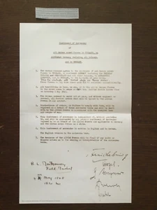 1945 MAY WWII INSTRUMENT OF SURRENDER OF GERMAN FORCES SIGNED BY MONTY ((Repro)) - Picture 1 of 14