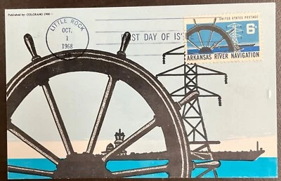 1358  Colorano cachet Arkansas River Navigation Maxicard FDC 1968 - Image 1 of 2