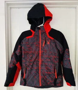 NEW Spyder Leader Insulated Jacket BLACK/GRAY/RED Hooded boys youth 12 - Picture 1 of 6
