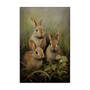 Baby Bunny Trio Canvas Wall Art Design by Petal Prints Design - Picture 1 of 7