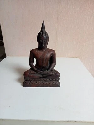 statuette ancienne bouddha hauteur 17,5 cm, résine - Photo 1/4