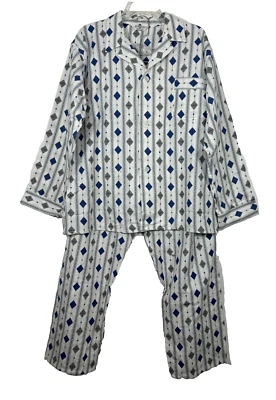 Nuevo de Lote Antiguo Conjunto de Pijama Sanforizado 100% Algodón Estampado Azul Para Hombre -C- Foto 1 de 4