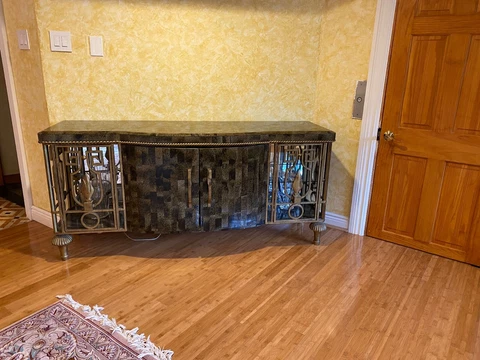 Anique Gold  IRON with STONE Inlay Credenza  Cabinet in mint condition Cover