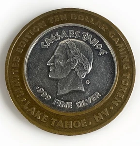 Caesars Tahoe $10 Gettone .999 Argento Edizione Limitata 2 di 4 Mountain Bike - Foto 1 di 3