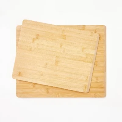 2pc Reversible Bamboo Cutting Board Set Natural - Figmint - Image 1 of 4