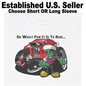Camiseta DigiRods Frank Frankenstein Santa Navidad Red Hot Rod Dibujos Animados Coche - Imagen 1 de 7