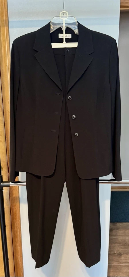 Traje pantalón mujer vintage años 90 negro pantalones y chaqueta talla 12 chaqueta y 6 pantalones Foto 1 de 4