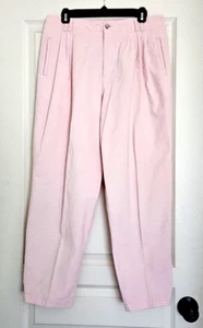 VINTAGE Liz Claiborne Liz Sport Thin Corduroy Pink Pleated Pants Size 14 Petite - Picture 1 of 5