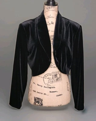 Vintage Another Thyme - Chaqueta Bolero Manga Larga Terciopelo Negro - Para Mujer Talla 10 Foto 1 de 4